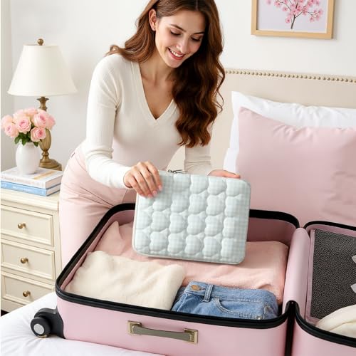 13-14 inch Cotton Quilted Laptop Sleeve for Women, Aesthetic Puffy Laptop Case Carrying Bag Compatible with MacBook Air/Pro 13/Pro 14, Soft Computer Liner Bag (Blue Gingham, 11.6 inch) - color: Blue Gingham, size: 11.6 inch