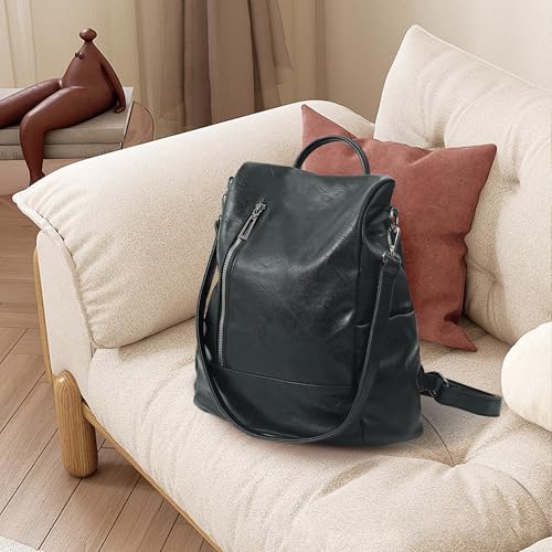Small Women Backpack Purse PU Leather Anti-theft Casual Shoulder Bag Fashion Ladies Satchel Bags - color: Black, size: Small