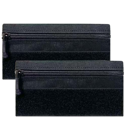 Small Tactical Admin Zipper Pouch with Hook and Loop - color: 2 PACK-BLACK