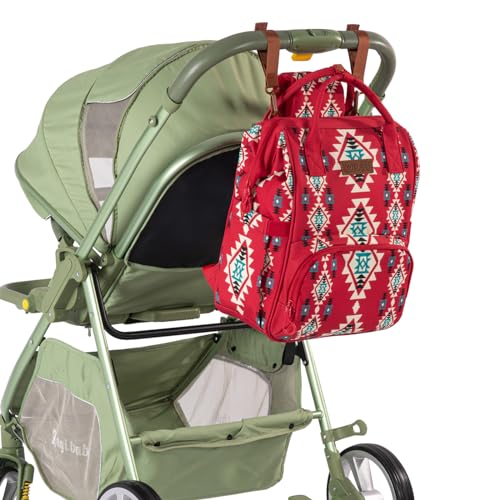 Montana West Wrangler Callie Diaper Bag Backpack with Stroller Straps Multifunction Baby Travel Bag WG2204-9110BDY - color: Cherry