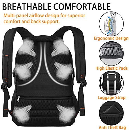 Extra Large Backpack,TSA Friendly Travel Laptop Computer Backpack for Men Women,RFID Water Resistant Big Business Backbag Fits 17.3 Inch Laptops - color: Orange