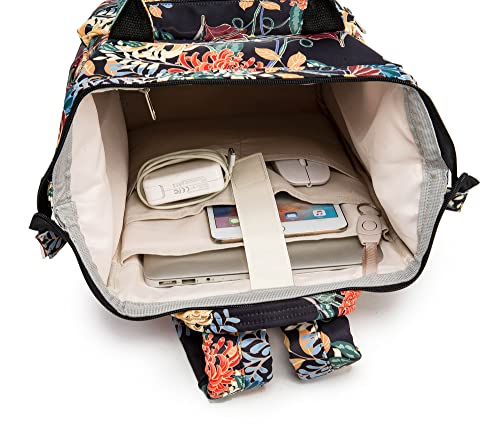 Kinmac Wide Open Style Laptop Backpack for Laptop Up to 15.6 Inch Men Women Travel Outdoor Backpack (Golden Chrysanthemum) - color: Golden Chrysanthemum（open Wide）