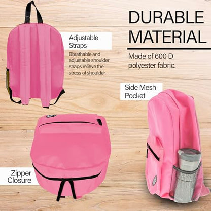 BAZIC School Backpack 16" Fuchsia, Lightweight School Bag Padded Back & Adjustable Strap for Students, Travel Bag Fit A4 Notebook, 1-Pack - color: Fuchsia, size: 16"