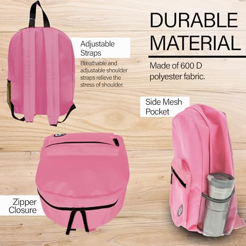 BAZIC School Backpack 16" Fuchsia, Lightweight School Bag Padded Back & Adjustable Strap for Students, Travel Bag Fit A4 Notebook, 1-Pack - color: Fuchsia, size: 16"