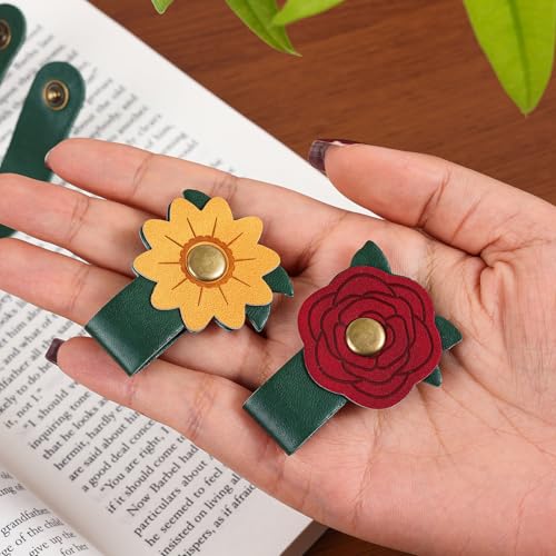 2 PCS Cord Organizer,Cord Keeper,Cable Organizer USB Holder,Cable Straps,Earbud case,wrap Headphone,Headset Winder,Earphone Clips Ties,stocking stuffers Gifts for Women Leather Flower - style: Flower