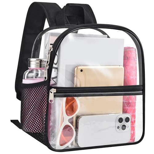 USPECLARE Clear Backpack for Stadium Approved 12×6×12, Water proof Clear Bag for Stadium Events and Concert Work Sport Event - color: Black, style: Small