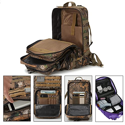 QT&QY 45L Military Tactical Backpacks Molle Army Assault Pack 3 Day Bug Out Bag Hiking Treeking Rucksack… - color: 2.5 Tree Camouflage