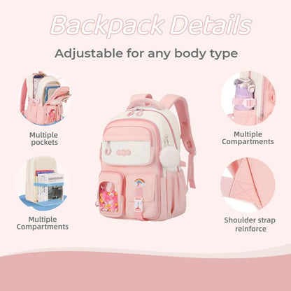 VIDOSCLA Vivid Girls' School Backpack Kids Elementary Schoolbag Primary Backpack with Multi-Pocket Design - color: A03# Wine Red