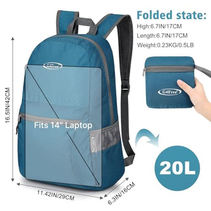 G4Free 20L Small Packable Travel Hiking Backpack for Men Women - color: Blue Update, size: 20L