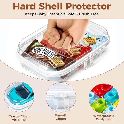 5 Pack Diaper Bag Organizer Pouches, Clear Hard Shell Zipper Cases for Baby Travel Essentials, Waterproof Storage Box for Pacifier Snacks Toys Wipes Clothes, Makeup Bag, Lego Toy Storage, Toiletry Bag - size: 1M+2S+2XS