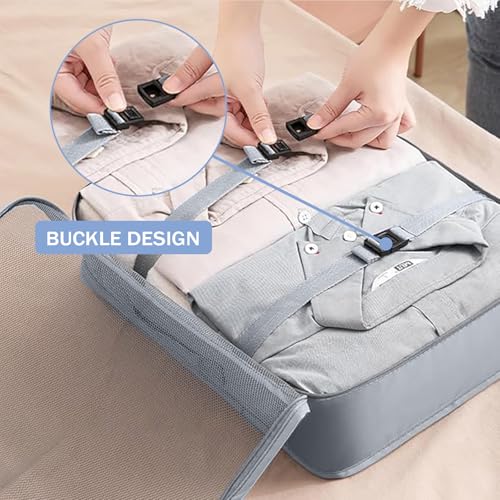 8 Set Packing Cubes for Suitcases, INVODA Travel Luggage Packing Organizers with Laundry Bag, Compression Storage Shoe Bag, Clothing Underwear Bag (Grey) - color: Grey
