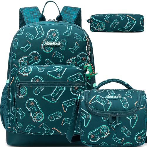 Kids Backpack Boys School Backpack for Kids Ages 6–12,Lightweight Elementary Bookbag for Boys Gamer Bookbag for Daily School Use - color: Black Gamer