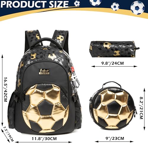 Boys' School Backpack with Lunch Box and Pencil Case - Ideal for Teens and Middle School Students - color: 08 Black