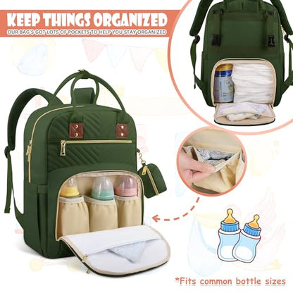 Tenot Baby Diaper Bag Backpack, Travel Diaper Bags for Girl Boy Large Capacity Baby Bag Backpack for Women Army Green - color: Army Green