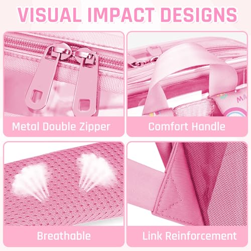 Clear Backpack for Boys and Girls,Kids Clear Backpacks for School,Heavy Duty Transparent Bookbag Stadium Approved - color: Pink-rainbow-backpack Only