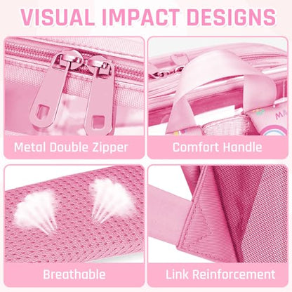 Clear Backpack for Boys and Girls,Kids Clear Backpacks for School,Heavy Duty Transparent Bookbag Stadium Approved - color: Pink-rainbow-backpack Only