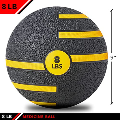 JFIT Dual Texture Medicine Ball – Weighted Exercise Ball for Strength, Core & Functional Fitness Training - style: 8lb