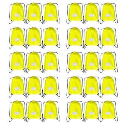 Drawstring Backpack Bulk 30 Packs Draw String Bags for Gym Sports Trip Pedestrianism Cinch Sack DIY for Women Men with Memo Card (yellow) - color: Yellow