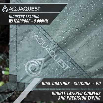 AquaQuest Guide Tarp – Ultralight Waterproof (5,000 mm) Seam-Taped 40D Ripstop Rain Fly for Backpacking, Stealth Camping & Thru-Hiking - color: Stealth Gray, size: 10 x 10 ft