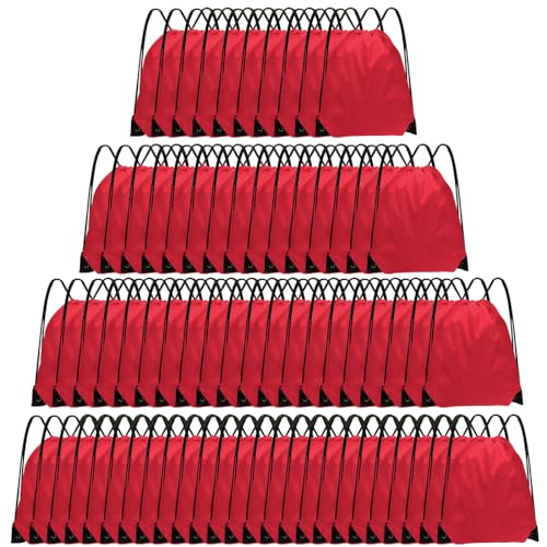 Grneric Drawstring Backpack Bulk 70Pcs String Backpack Drawstring Bags Cinch Bag Sackpack for Men Women Gym(Red) - color: Red