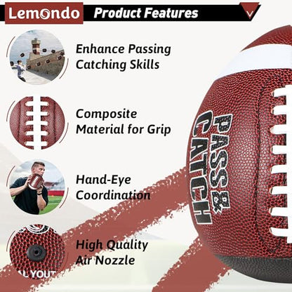 PassCatch Training Football, Enhance Passing Catching Skills, Official & Youth Size(with Pump) - style: Brown 7#(Ages 5-14)