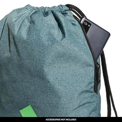 adidas Ready Sackpack – Drawstring Backpack Lightweight Small Gym Bag - color: Twill Preloved Teal/Lime Burst Green/1.0