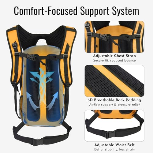 20L Hydration Backpack with 3L Water Bladder Water Backpack for Hiking Hydration Pack Insulated Daypack for Commuting Black - color: Orange