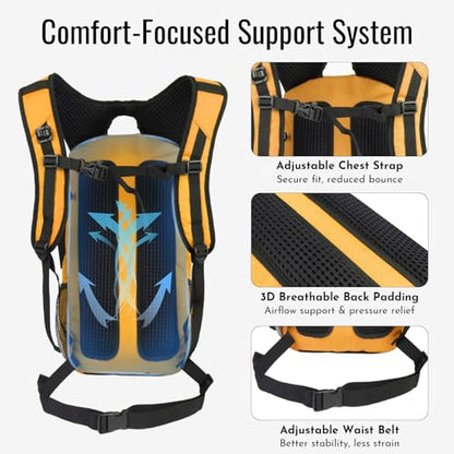 20L Hydration Backpack with 3L Water Bladder Water Backpack for Hiking Hydration Pack Insulated Daypack for Commuting Black - color: Orange