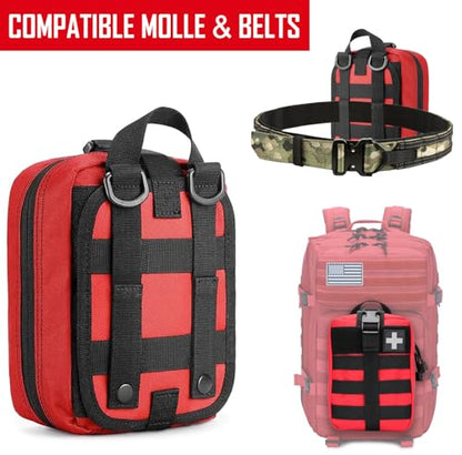 Molle ifak Pouch Empty First aid kit Bag for Outdoor Tactical Medical Pouch - color: RED