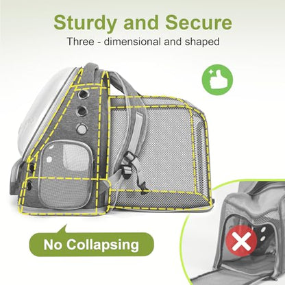 Cawypety Expandable Cat Backpack,Cat Bubble Backpack Carrier for Carrying Cats, Pets and Small Dogs,Airline-Approved,Designed for Travel, Hiking, Walking,Car （Grey - color: Square Expandable- Grey