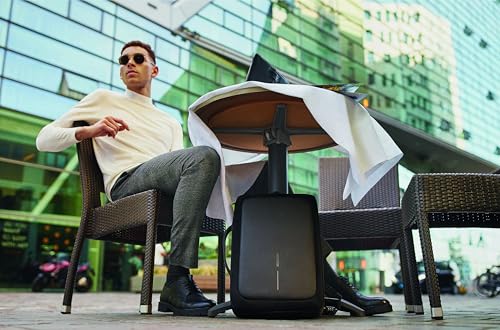XDDesign Bobby Bizz 10 Liter Anti Theft Laptop Backpack with Padded 15.6" Laptop Sleeve, smart password lock, Water Repellent, USB Charging Port, travel backpack carry on flight for men and women - color: Black