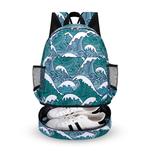 Dry Wet Gym Backpack with Shoe Compartment and Wet Pocket for Women Water Resistant Sports Bag for Swimming Beach Yoga Travel, Tide M - color: Tide, size: Medium