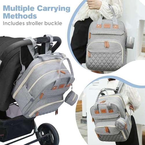 JSTPRO Diaper Bag Backpack, Large Diaper Bag with Changing Station, Baby Bag, New Mom Gifts, Lightweight Waterproof Unisex Diaper Bag with Insulated Pockets and USB Charging Port, Grey - color: Grey