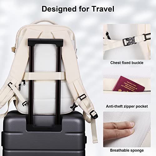 HOMIEE Travel Laptop Backpack for Men Women, Personal Item Carry On Bag, Dry Wet Separation, Weekender Business Hiking Camping College Bag, Mochila de Viaje, Beige - color: Beige, size: X-Large