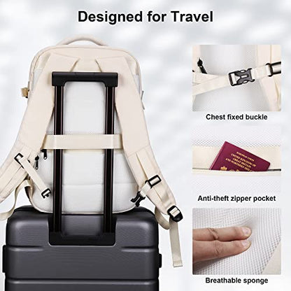 HOMIEE Travel Laptop Backpack for Men Women, Personal Item Carry On Bag, Dry Wet Separation, Weekender Business Hiking Camping College Bag, Mochila de Viaje, Beige - color: Beige, size: X-Large