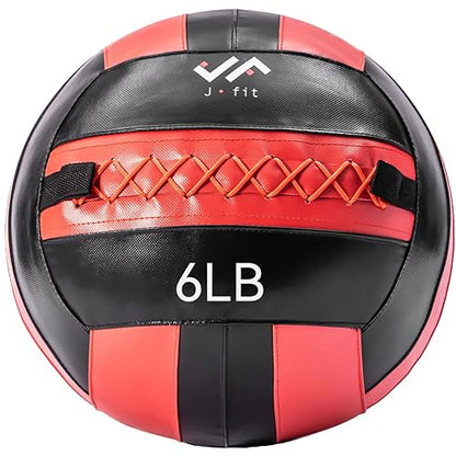 JFit Wall Ball – Premium Soft Weighted Exercise Ball for Strength, Conditioning, Gym & Home Workouts, 4-30 LB - color: Red/Black, style: 6 LB