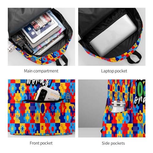 Autism Awareness Backpack School Bag Lightweight Bookbag Casual Daypack for Girls Boys Kids Women Men Travel Laptop 16 Inch - color: Autism