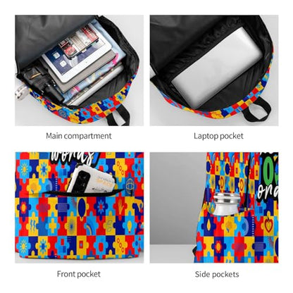 Autism Awareness Backpack School Bag Lightweight Bookbag Casual Daypack for Girls Boys Kids Women Men Travel Laptop 16 Inch - color: Autism