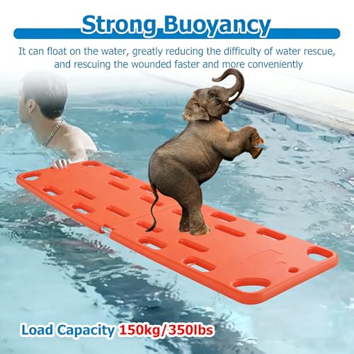 Emerncy Spine Board Stretcher - Foldable Backboard, 350lbs Weight Capaci, Waterproof First Aid Board with Safe Belt for Lifeguards & Mcal Professals(4 Folds)