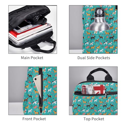 Travel Daypack Floral Farm Animal Pets Flowers Horses, Quick-Access Pocket, Side Bottle Holder, for Active Adults - color: Picture (830)