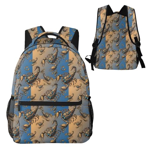 Lightweight Daypack Scorpion Animal Pattern, Casual Laptop Backpack with Multi Pockets for Work, Travel and Outdoor - color: Pattern (265)