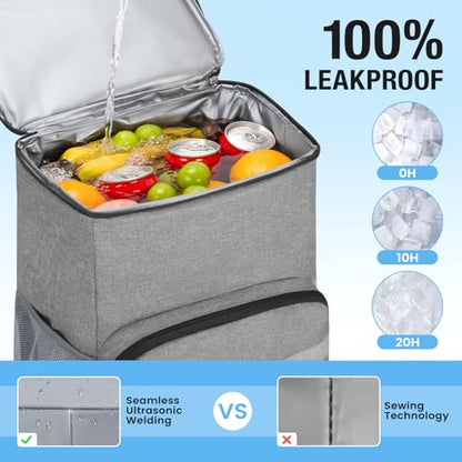 Backpack Cooler - 54 Cans Large Capacity Insulated Leak Proof Backpack for Men & Women, Cooler Bag Picnic Camping Beach Hiking Travel Lunch Backpack - color: Grey, size: 54 Cans
