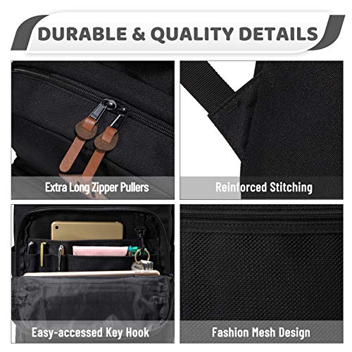 VASCHY School Backpack, Water Resistant Casual Daypack Travel Backpack Bookbag for Men Women with Padded Laptop Sleeve Black - color: Black