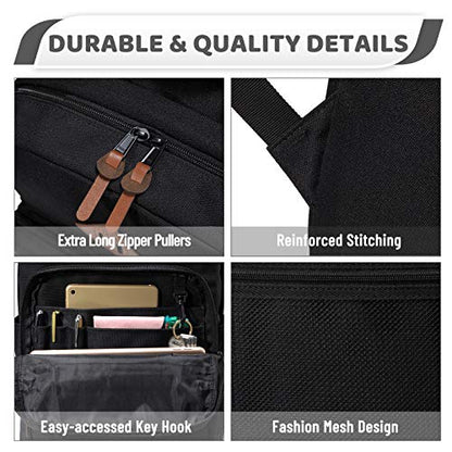 VASCHY School Backpack, Water Resistant Casual Daypack Travel Backpack Bookbag for Men Women with Padded Laptop Sleeve Black - color: Black