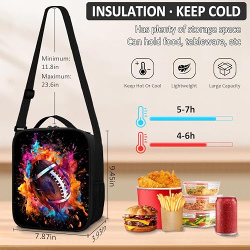 School Backpack for Boys - 4pcs Ameriacn Football Boys Backpack with Lunch Box and Pencil Case for Kids Children Teens Elementary Middle School - Students Bag for Ages 6-18,17″Bookbag Travel Back Pack - color: American Football-05-backpack Set