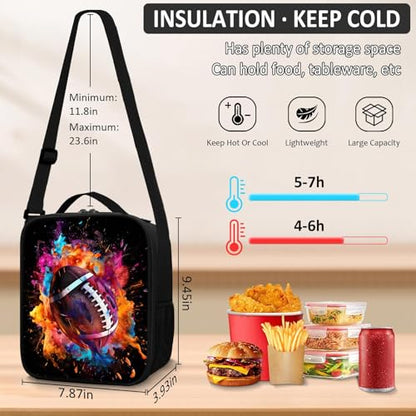 School Backpack for Boys - 4pcs Ameriacn Football Boys Backpack with Lunch Box and Pencil Case for Kids Children Teens Elementary Middle School - Students Bag for Ages 6-18,17″Bookbag Travel Back Pack - color: American Football-05-backpack Set