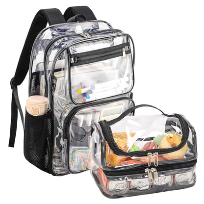 BORMELUN Clear Backpack and Lunch Bag Sets - color: Black