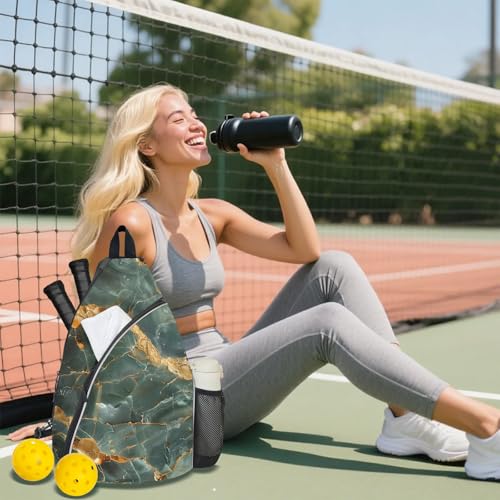 Pickleball Bag for Women Men Adjustable Crossbody Sling Backpack Hold Pickleball Paddle Water Bottle - color: Multicolor 14