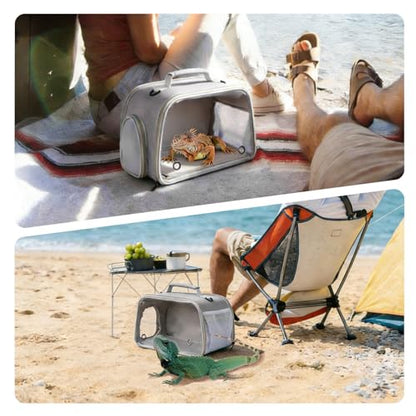 WEVONIGU Expandable Small Animal Backpack Carrier with Clear Bubble Window Large Space Travel Cage for Hedgehog Rat Parrot,Bearded Dragon,Sugar Glider,Airline Approved (Grey, Carrier) - color: Grey, size: Carrier