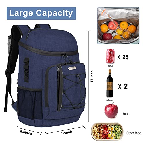 HXLGMD Backpack Coolers Insulated Leak Proof 30 Cans, Soft Sided Insulated Cooler Bags Ice Chest Backpack for Beach Travel Camping, with Reusable Ice Packs - color: Navy Blue